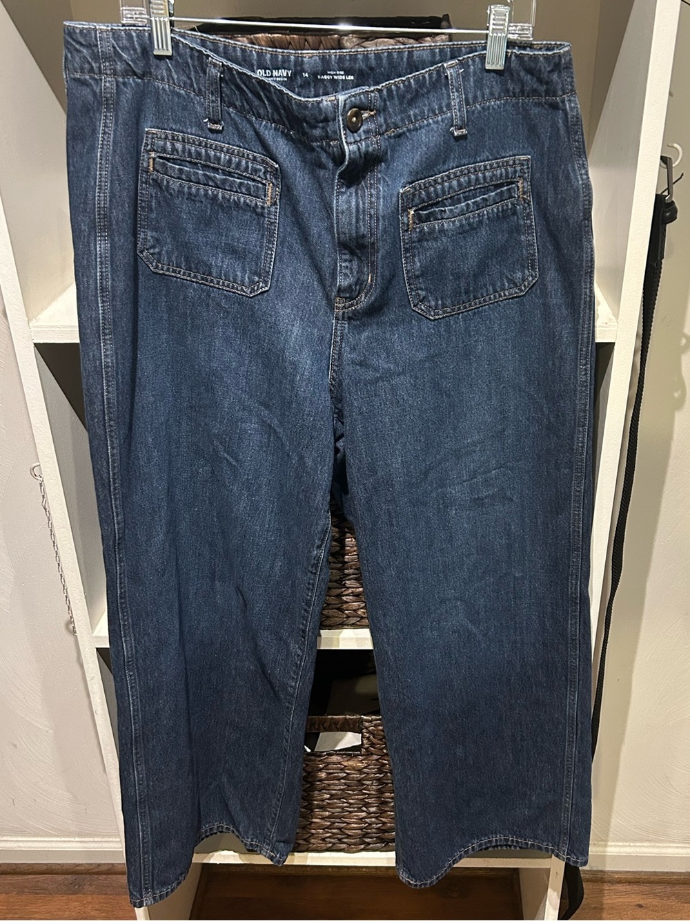 Old Navy Drapey Denim High Rise Baggy Wide Leg Jeans size 12